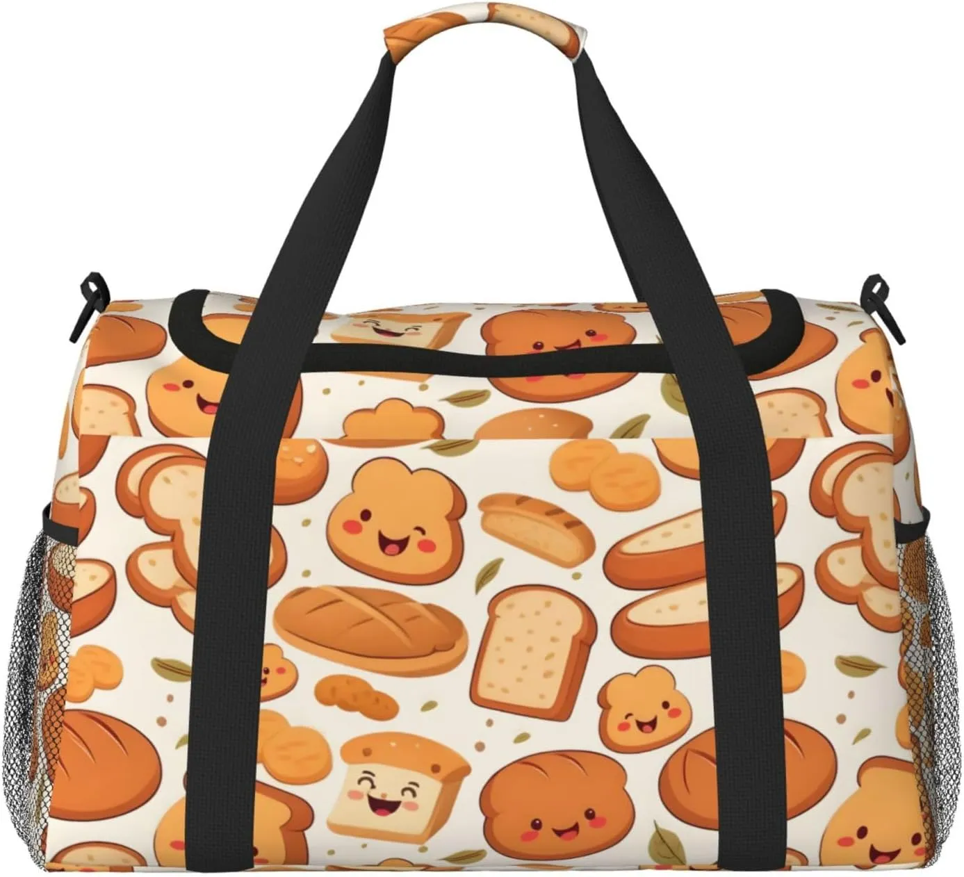 Funny Bread Big Capacity Sports Gym Bag Portable Travel Duffle Bag, Fall Leaf Lightweight Weekender Workout Bag for Overnight, Unisex
