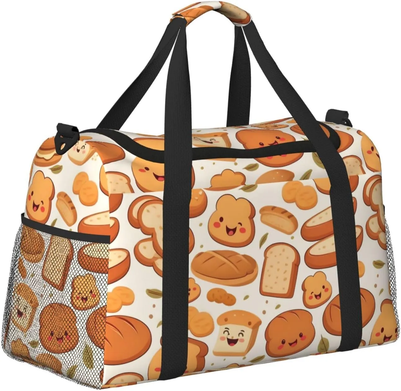 Funny Bread Big Capacity Sports Gym Bag Portable Travel Duffle Bag, Fall Leaf Lightweight Weekender Workout Bag for Overnight, Unisex