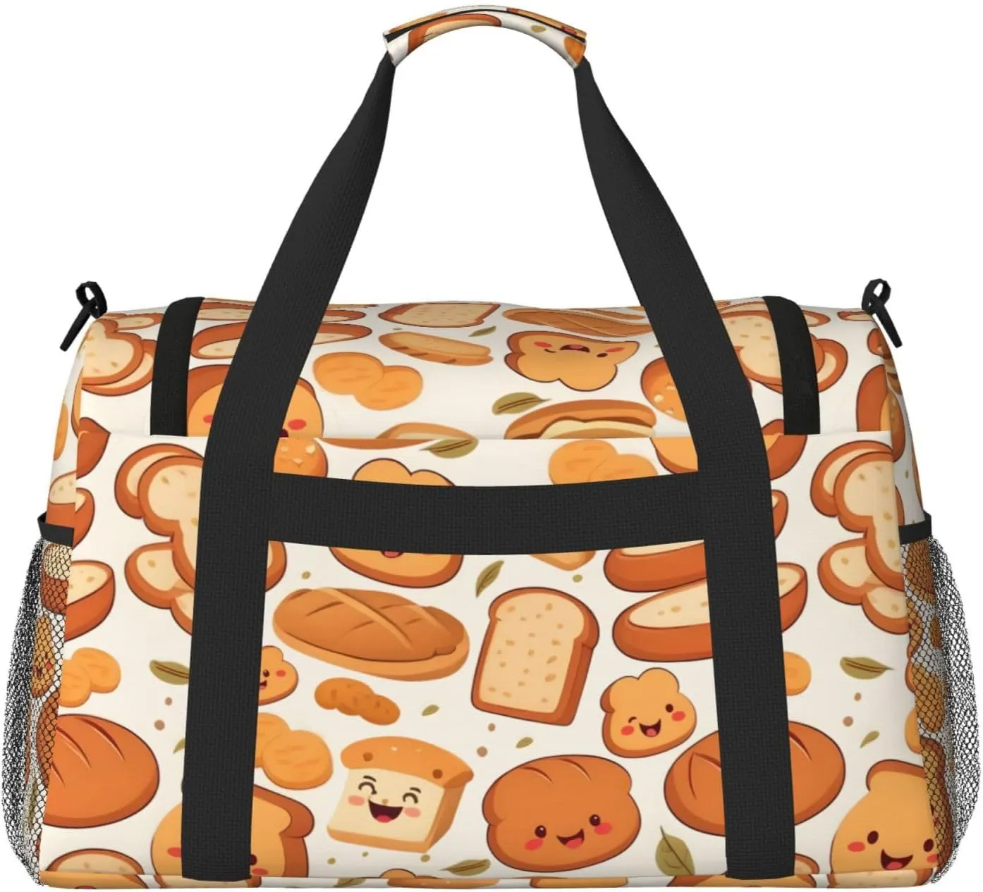 Funny Bread Big Capacity Sports Gym Bag Portable Travel Duffle Bag, Fall Leaf Lightweight Weekender Workout Bag for Overnight, Unisex