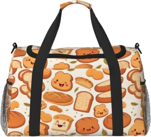 Funny Bread Big Capacity Sports Gym Bag Portable Travel Duffle Bag, Fall Leaf Lightweight Weekender Workout Bag for Overnight, Unisex