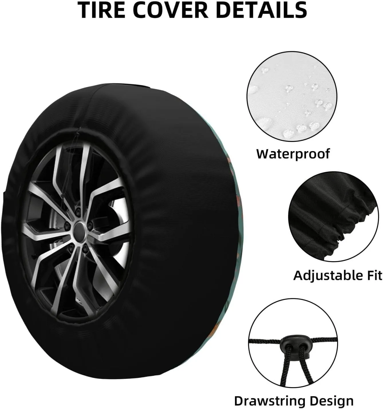 Funny Dog Tire Cover Outdoor Waterproof Snow Sun Rain Wheel Cover Portable Wheel Bags Camper Spare Tire Cover Universal Car Tire Protectors for Trailer RV SUV