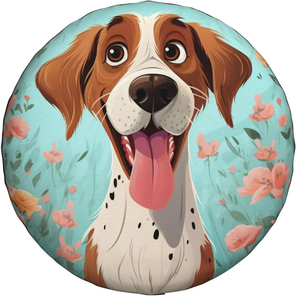 Funny Dog Tire Cover Outdoor Waterproof Snow Sun Rain Wheel Cover Portable Wheel Bags Camper Spare Tire Cover Universal Car Tire Protectors for Trailer RV SUV