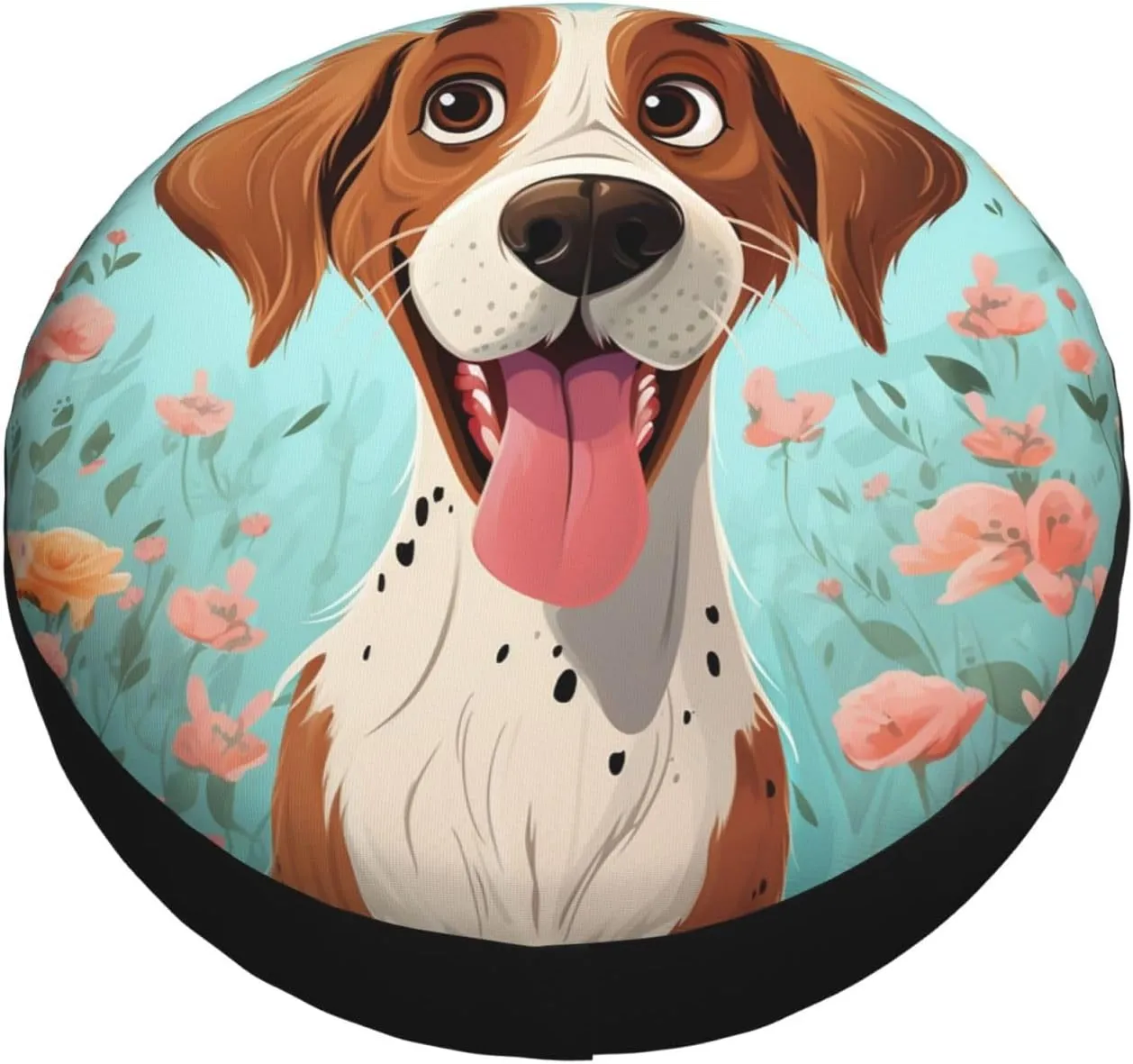 Funny Dog Tire Cover Outdoor Waterproof Snow Sun Rain Wheel Cover Portable Wheel Bags Camper Spare Tire Cover Universal Car Tire Protectors for Trailer RV SUV