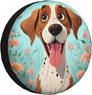 Funny Dog Tire Cover Outdoor Waterproof Snow Sun Rain Wheel Cover Portable Wheel Bags Camper Spare Tire Cover Universal Car Tire Protectors for Trailer RV SUV