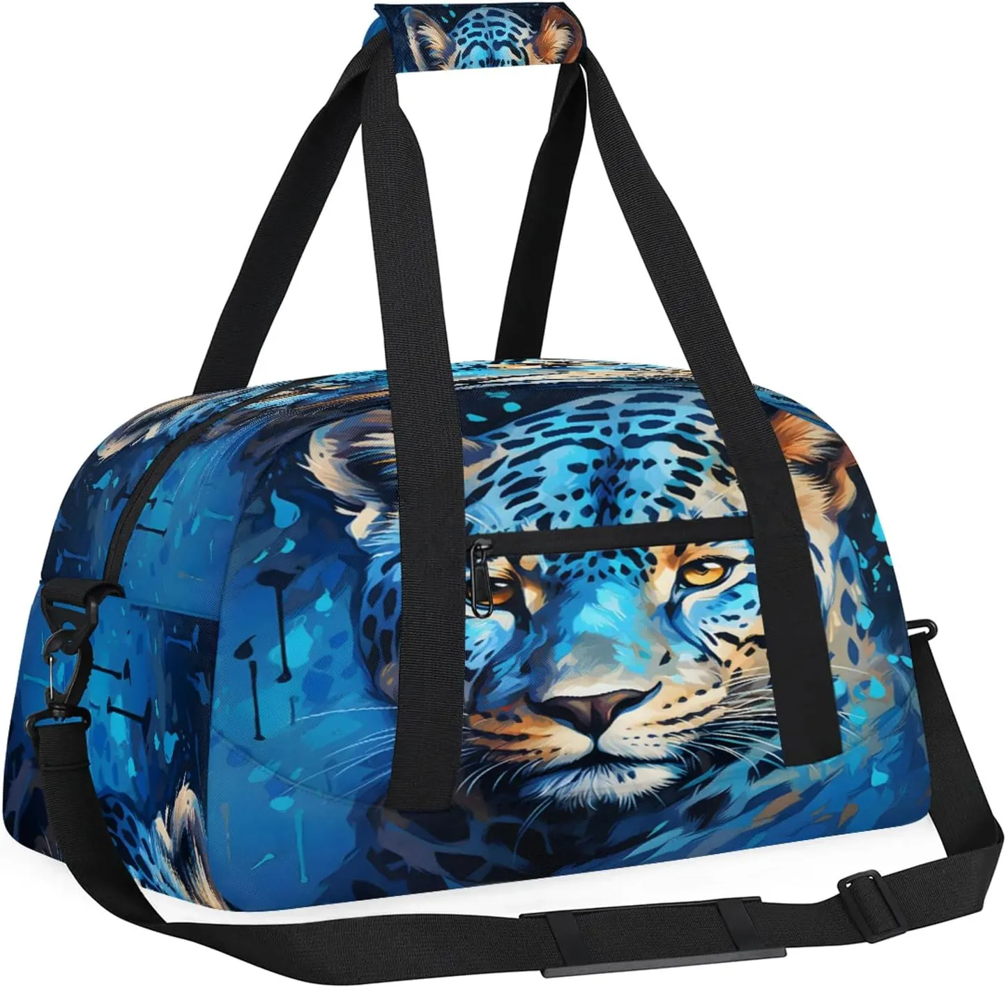Funny Leopard Small Gym Bag 18 inch Carry On Duffel Bag for Weekender Travel Sports Workout Yoga Gymnastics Dance Ballet
