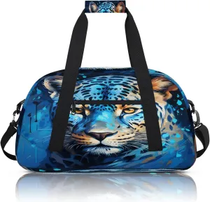 Funny Leopard Small Gym Bag 18 inch Carry On Duffel Bag for Weekender Travel Sports Workout Yoga Gymnastics Dance Ballet
