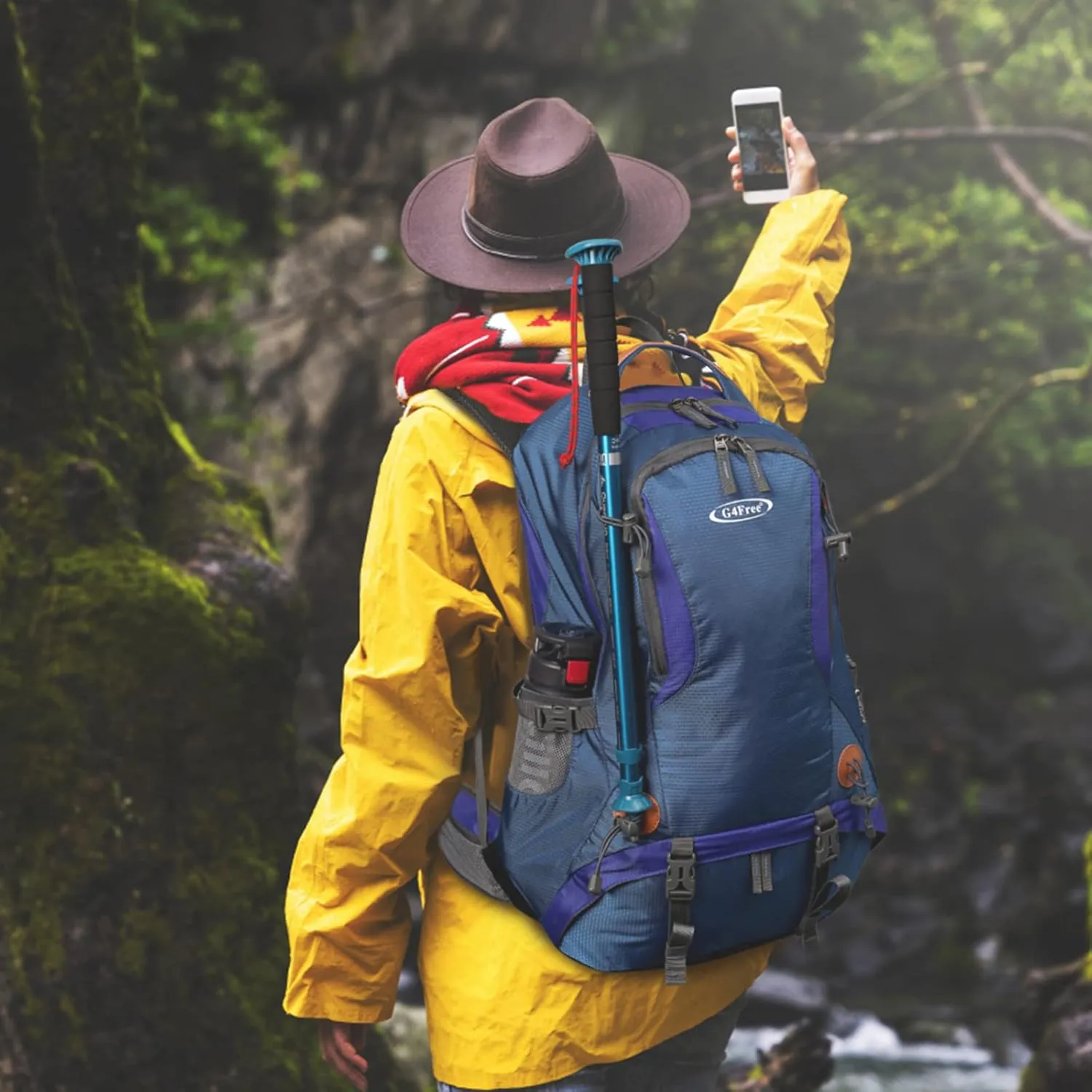G4Free 50L Hiking Backpack Waterproof Daypack Outdoor Camping Climbing Backpack with Rain Cover for Men Women