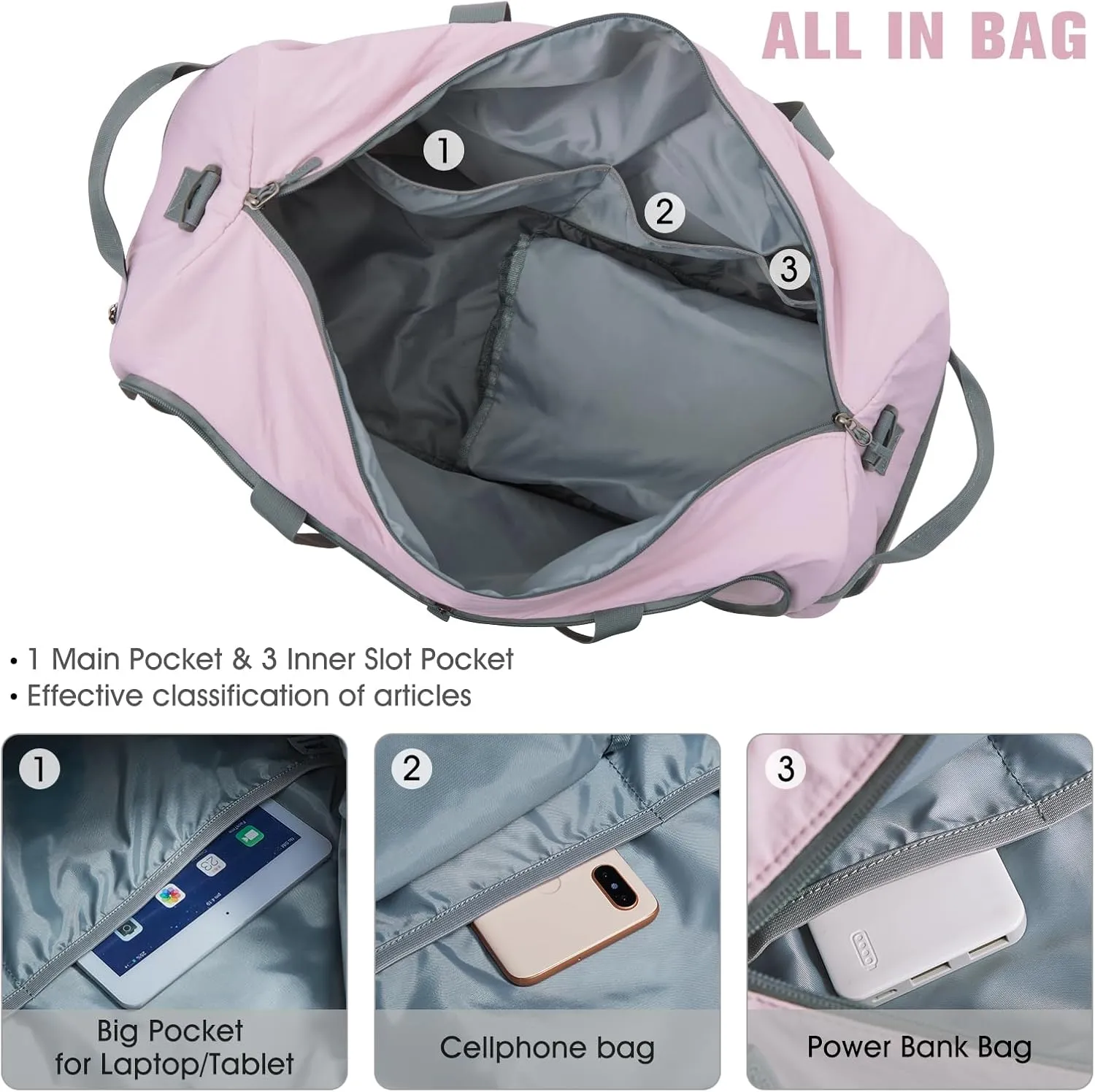 G4Free 65L Foldable Duffle Bag with Shoe Compartment for Travel Large Overnight Carry On Duffel Bag Packable for Women