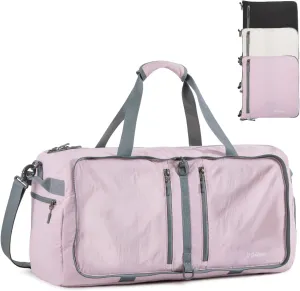 G4Free 65L Foldable Duffle Bag with Shoe Compartment for Travel Large Overnight Carry On Duffel Bag Packable for Women