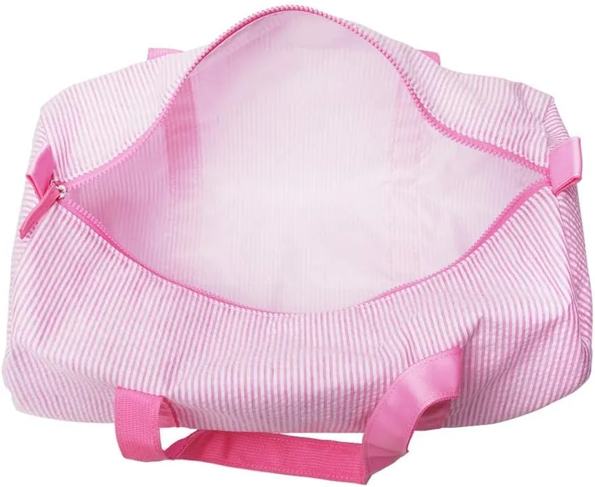 Gabigaba Kids Travel Overnight Bag Seersucker Carry On Lightweight Weekender Duffel Bag for Boys and Girls (Pink)