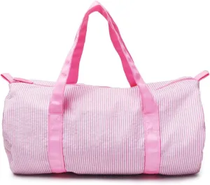 Gabigaba Kids Travel Overnight Bag Seersucker Carry On Lightweight Weekender Duffel Bag for Boys and Girls (Pink)