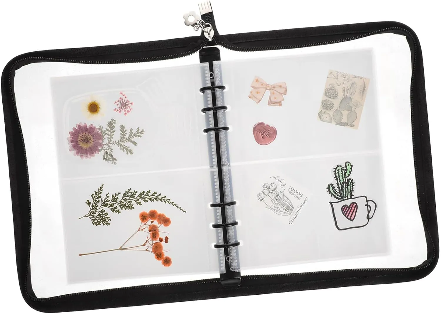 Gadpiparty Multi-Functional PVC Card Binder Set Sticker Storage Book Travel Organizer School Binder Zipper