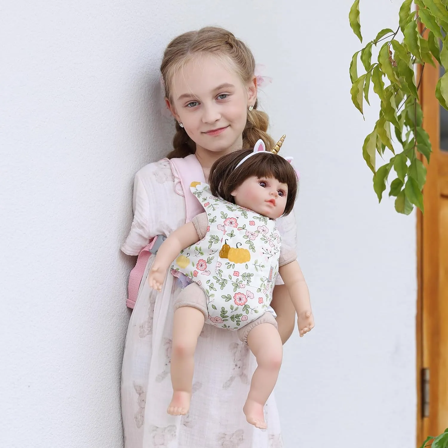 GAGAKU Baby Doll Carrier for Toddlers Toy Baby Carrier Baby Doll Accessories Toy Carrier Backpack Stuff Reborn Baby Carrier Bassinet for Girls - Pink - Pumpkin Plum