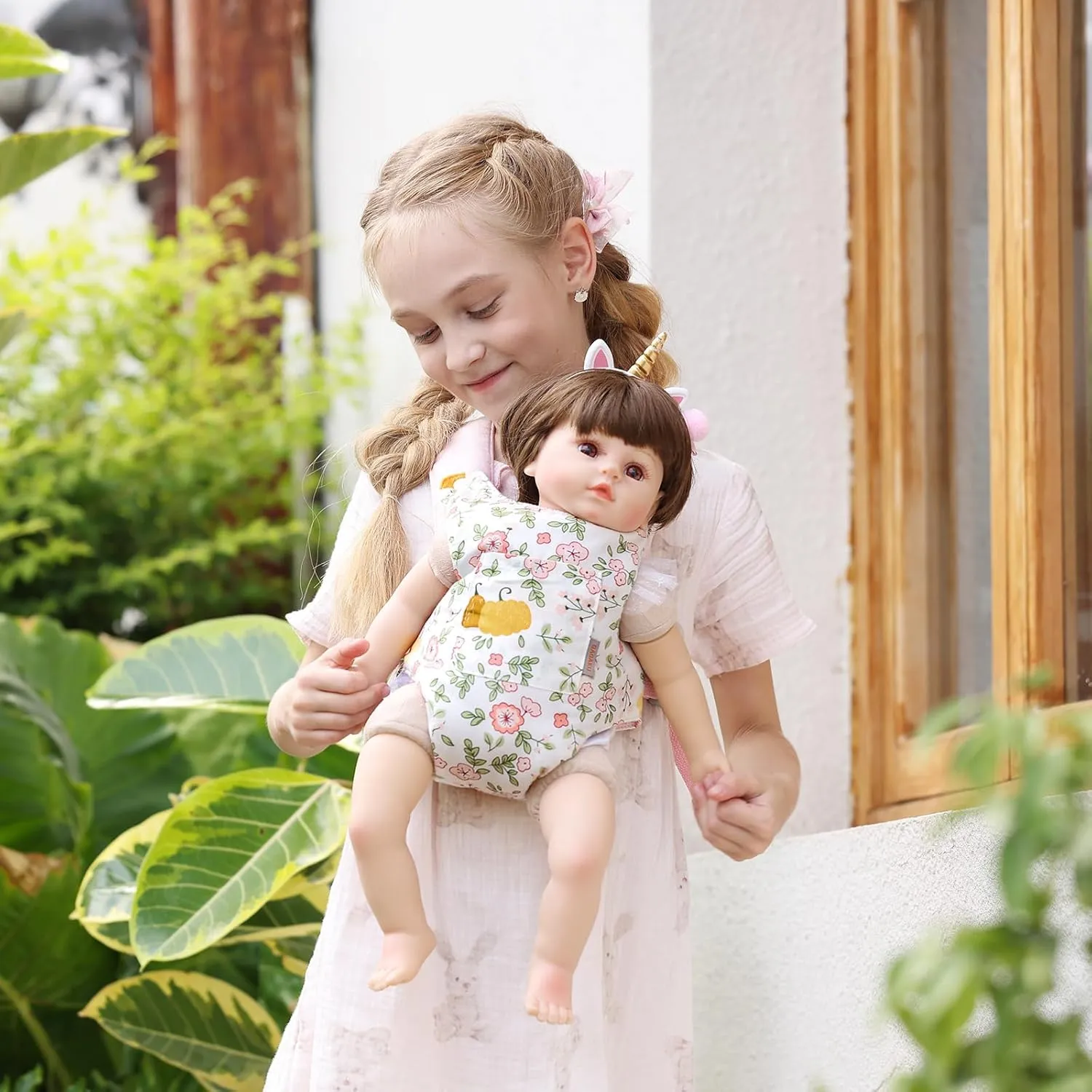 GAGAKU Baby Doll Carrier for Toddlers Toy Baby Carrier Baby Doll Accessories Toy Carrier Backpack Stuff Reborn Baby Carrier Bassinet for Girls - Pink - Pumpkin Plum