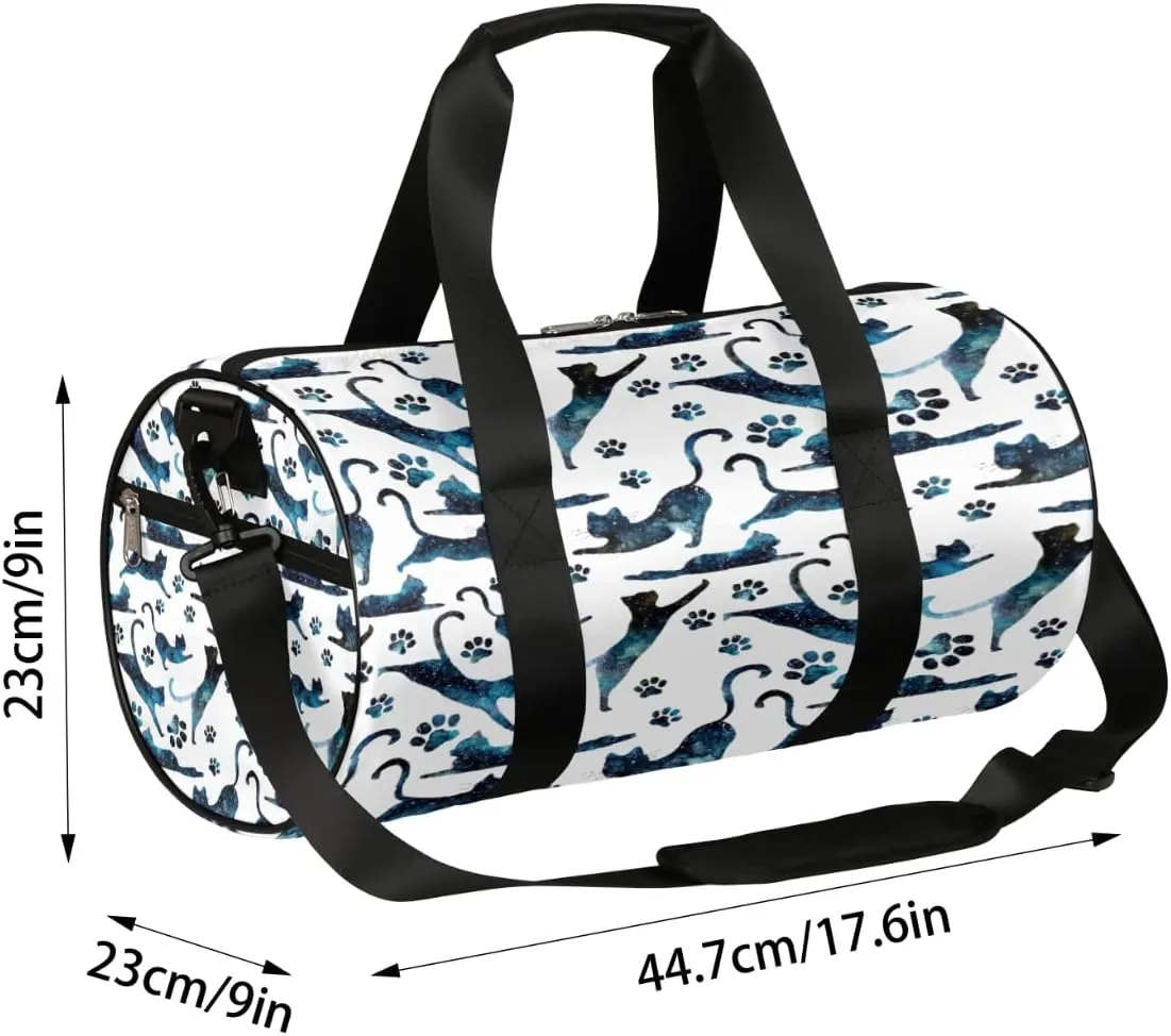 Galaxy Cat Gym Bag Small Gym Duffel Bags for Men Women Paws Overnight Weekender Bag Lightweight Sport Duffle Bag Carry On Gymbag