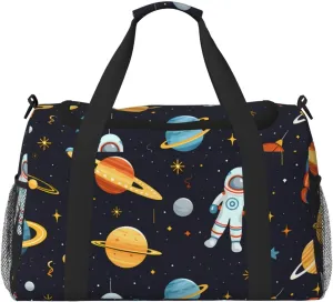Galaxy Space Astronaut Duffle Bag for Travel Universe Planets Sports Gym Tote Carry On Bag Large Shoulder Weekend Overnight for Workout