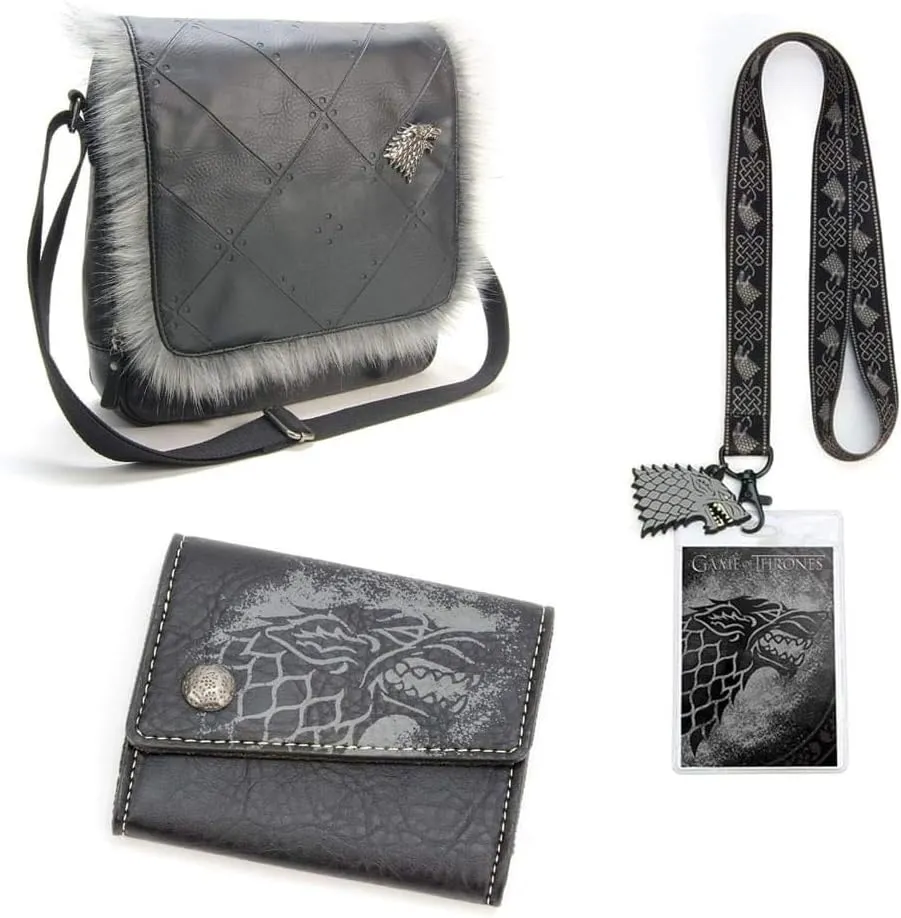 Game of Thrones House Stark Gift Set - Lanyard, Wallet & Messenger Bag