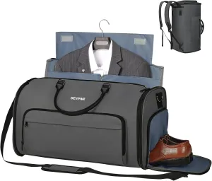Garment Duffle Bag for Travel, Convertible Garment Bag for Men Women with Shoe Compartment, 3 in 1 Waterproof Carry on Garment Backpack for Bussiness Trip & Sport