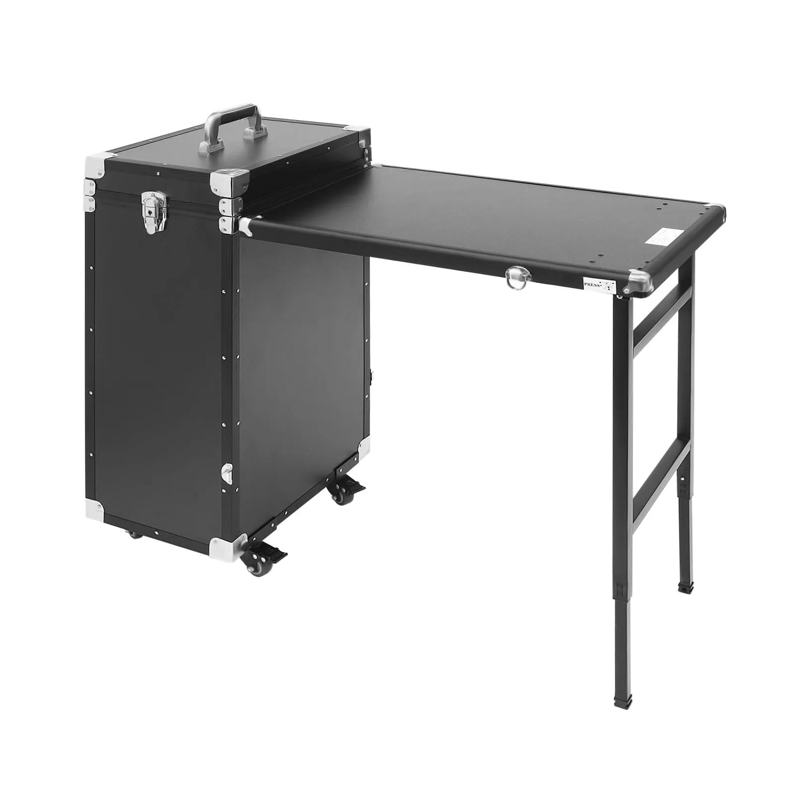 Gbonklong Professional Rolling Makeup Case, Foldable Nail Tables Travel Cosmetic Trolley Storage Organizer with 4 Drawers Mirror & Speaker Black Nail Table Artist Travel Organizer