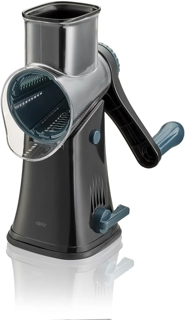 Gefu Click Drum Grater with Five Blade Inserts, Cheese Grater, Vegetable Grater
