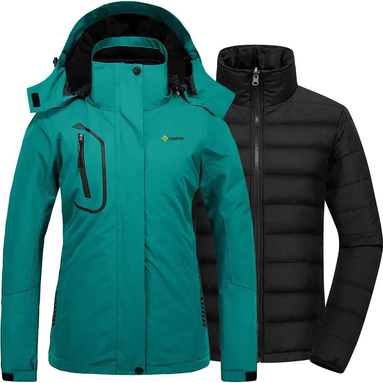 GEMYSE Women's Waterproof 3-in-1 Ski Snow Jacket Puffer Liner Insulated Winter Coat