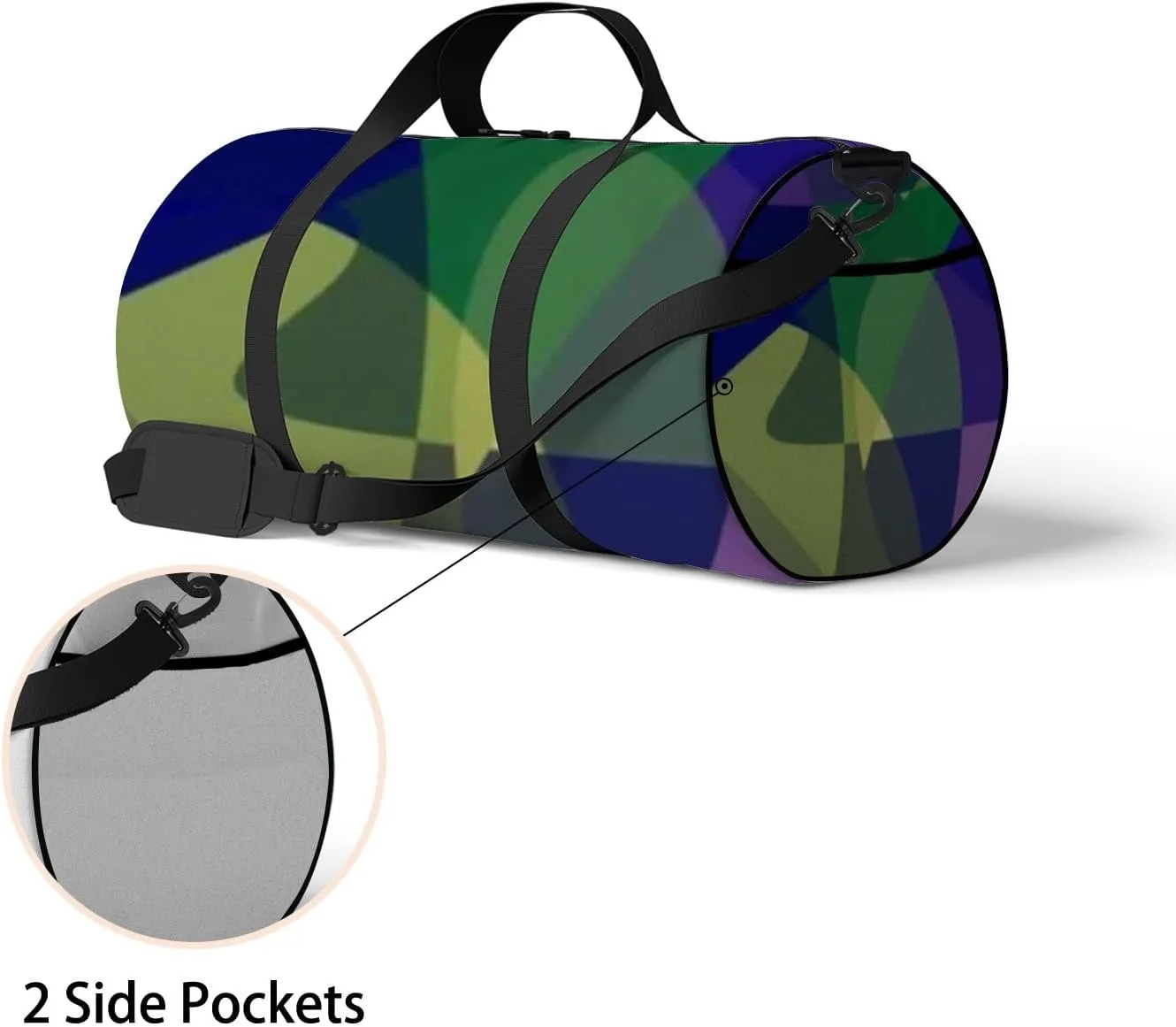 Geometric Design Colorful Gradient Mosaic Background Sports Bag Tote Bag Waterproof Gym Bag with Shoulder Strap Zipper 2 Side Pockets for Men and Women, Travel and Storage Shoulder Bag.