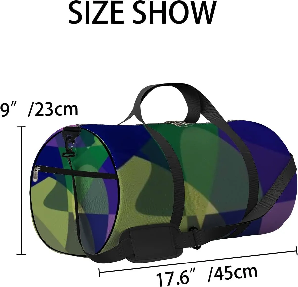 Geometric Design Colorful Gradient Mosaic Background Sports Bag Tote Bag Waterproof Gym Bag with Shoulder Strap Zipper 2 Side Pockets for Men and Women, Travel and Storage Shoulder Bag.
