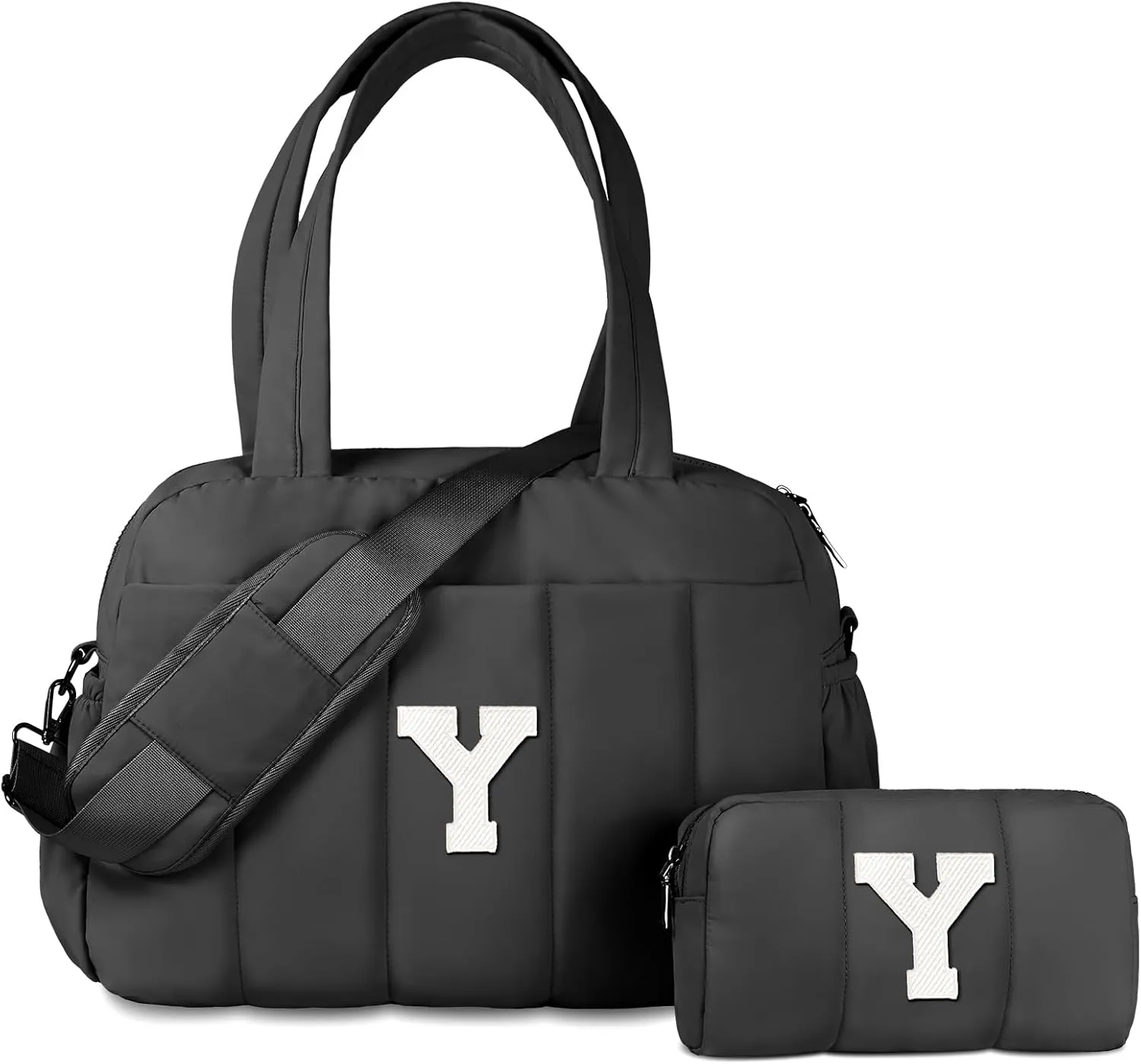 Gifts for Young Women, Initial Lightweight Duffel Bag, Personalized Weekender Bag, Monogram Overnight Bag for Women, Kids Travel Bag with Makeup Bag, Gifts for Teen Girls (Letter Y)