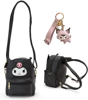 Girls Anime Kawaii Mini Backpack, Keychain Anime Cosplay Back Pack Cute Doll Handbag Shoulder Bag(Black)