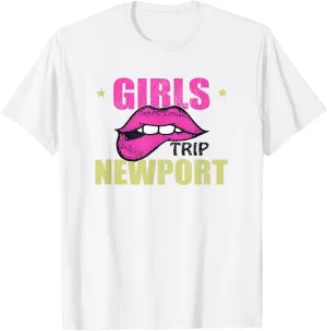 Girls Trip Newport Group Matching Vacation Retro Weekend T-Shirt
