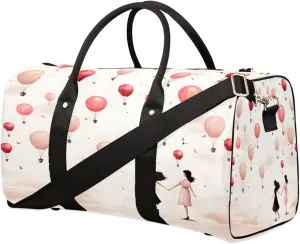 Girls with Balloons Duffel Bags Large Tote Bag Overnight Bags for Women Men Lightweight Duffel Bag Adjustable Strap Carry On Bag Waterproof Gym Travel Bag