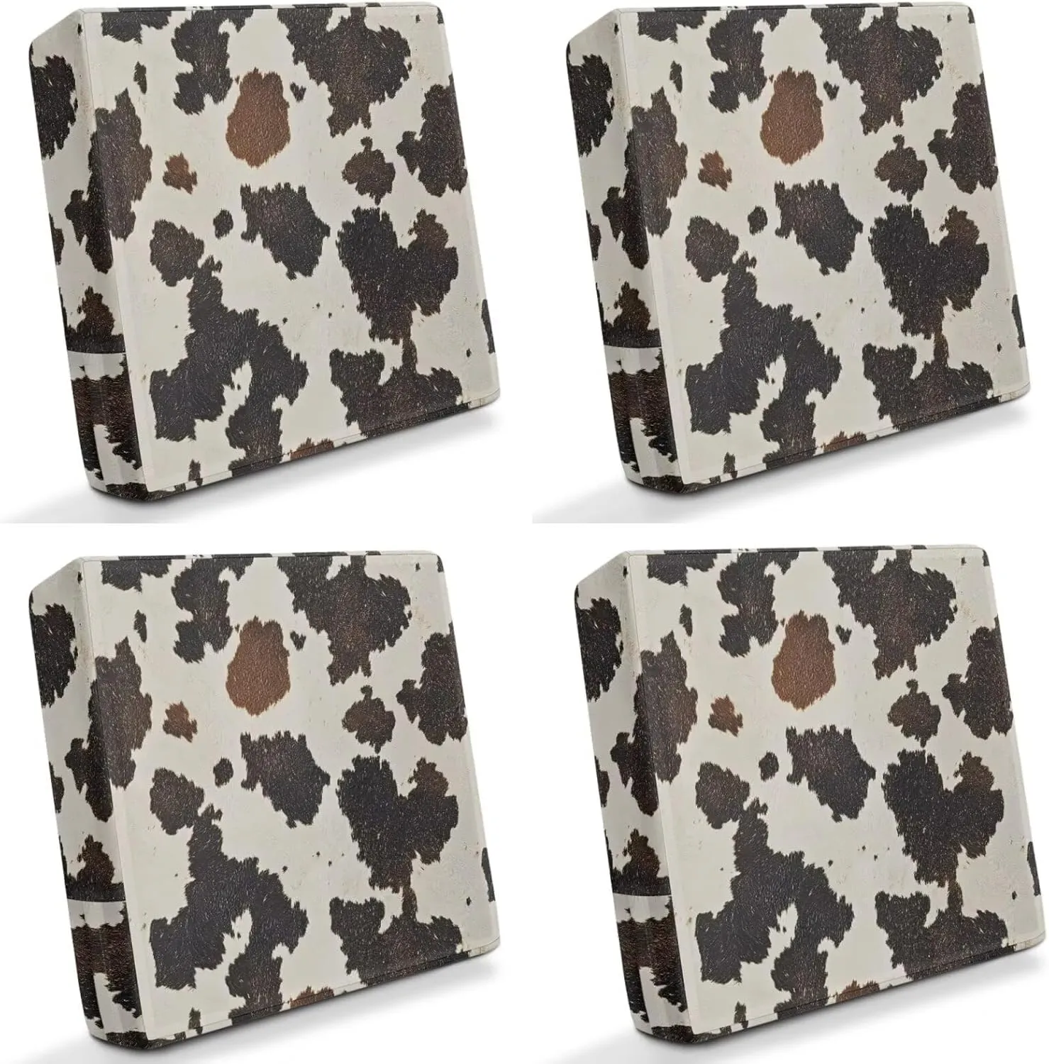 GLENLCWE Brown Cowhide Print 4 Pcs Sofa Cushion Cover for Patio Summer Stretch Outdoor Sofa Seat Cushions Protectors with Zipper Closure, Waterproof, Fexibility