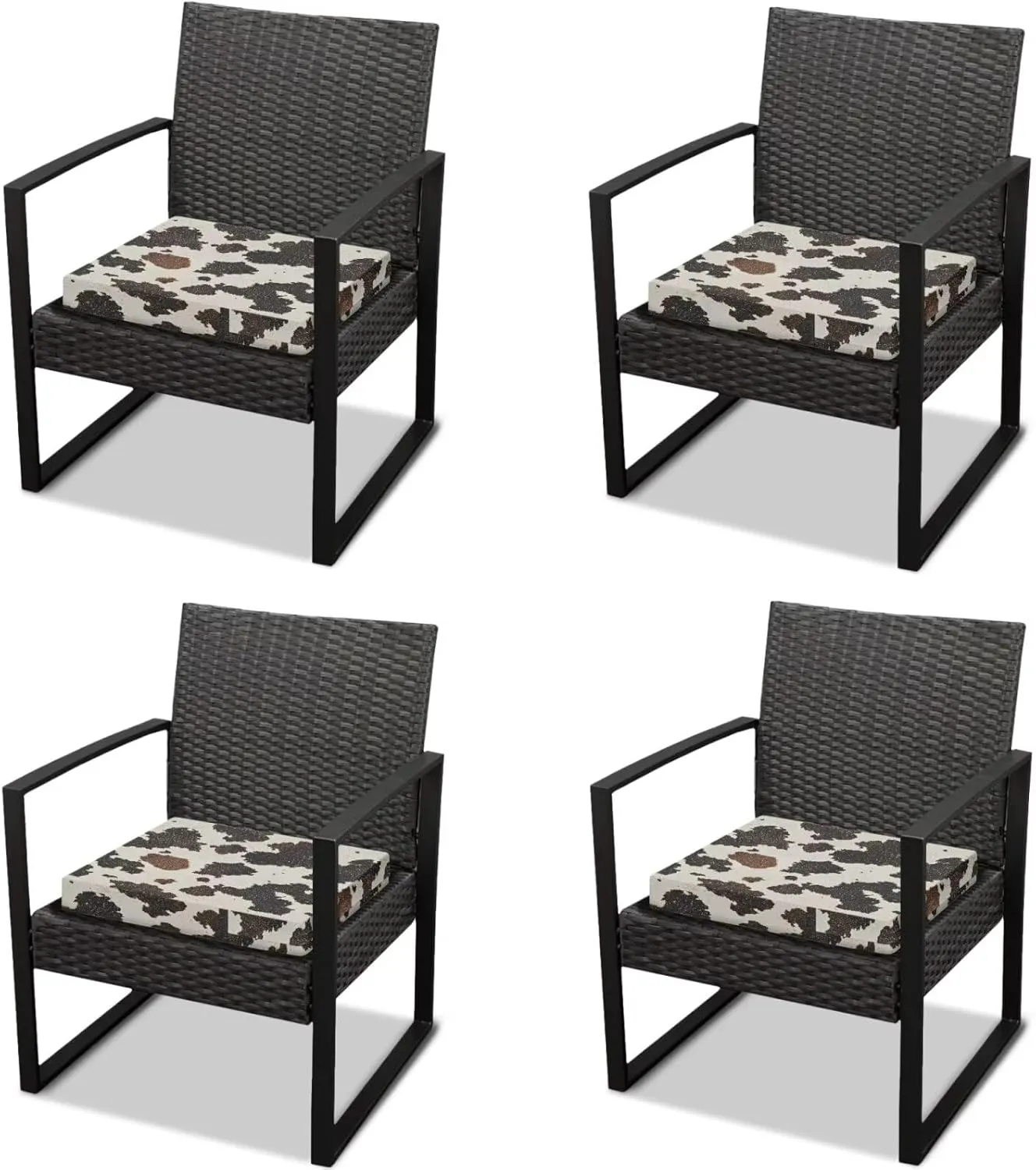 GLENLCWE Brown Cowhide Print 4 Pcs Sofa Cushion Cover for Patio Summer Stretch Outdoor Sofa Seat Cushions Protectors with Zipper Closure, Waterproof, Fexibility