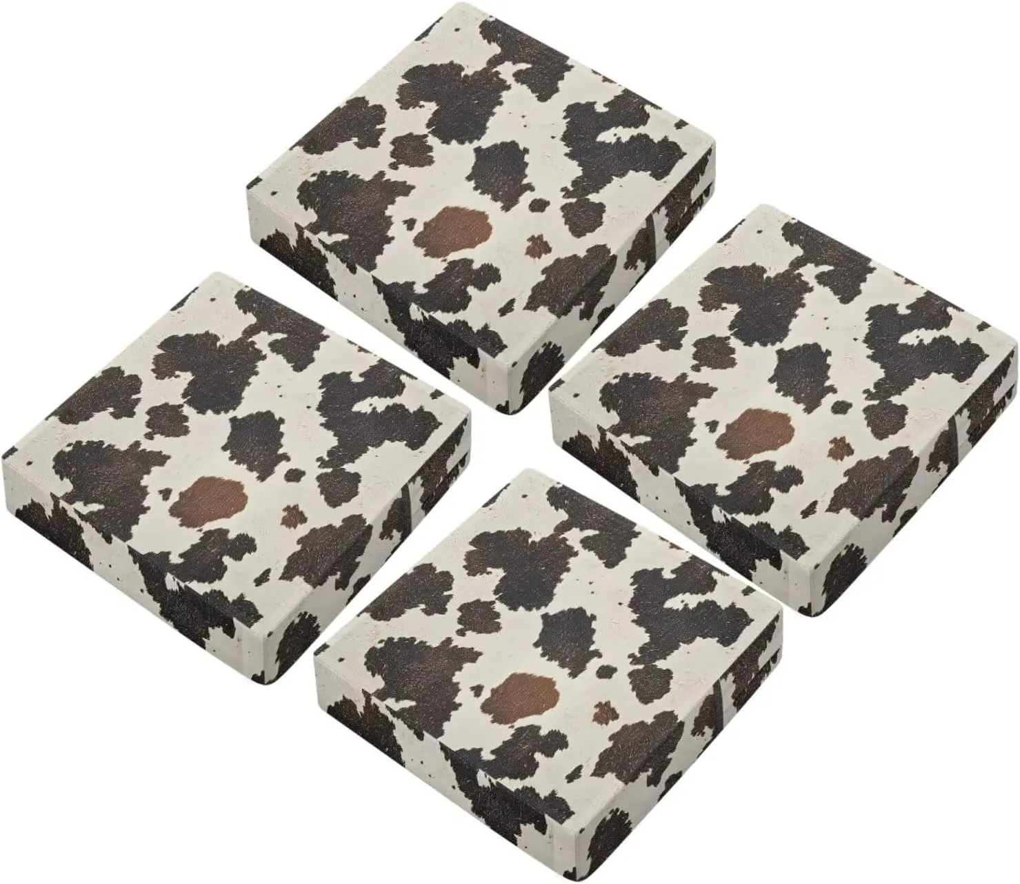 GLENLCWE Brown Cowhide Print 4 Pcs Sofa Cushion Cover for Patio Summer Stretch Outdoor Sofa Seat Cushions Protectors with Zipper Closure, Waterproof, Fexibility