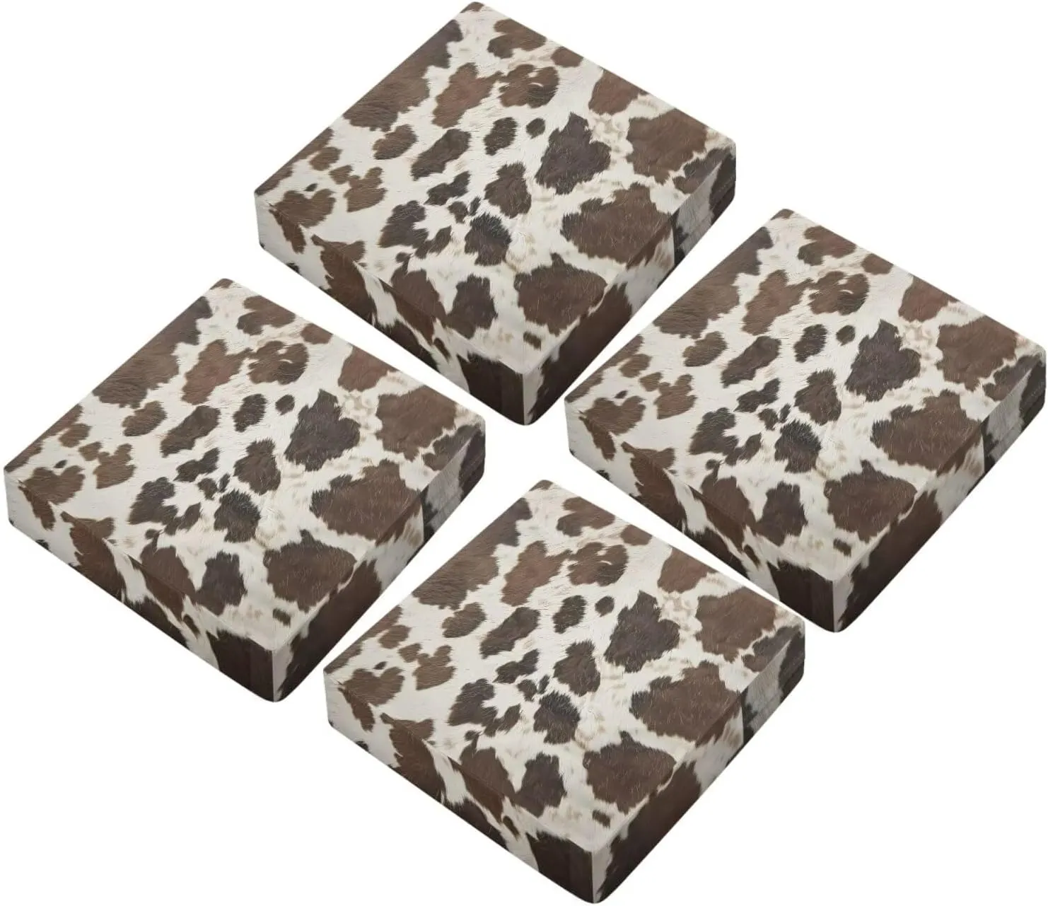 GLENLCWE Brown Cowhide Print Outdoor Chair Cushions for Patio Furniture, Waterproof Outdoor Seat Cushions Set of 4, Chair Cushions Slipcover Protectors