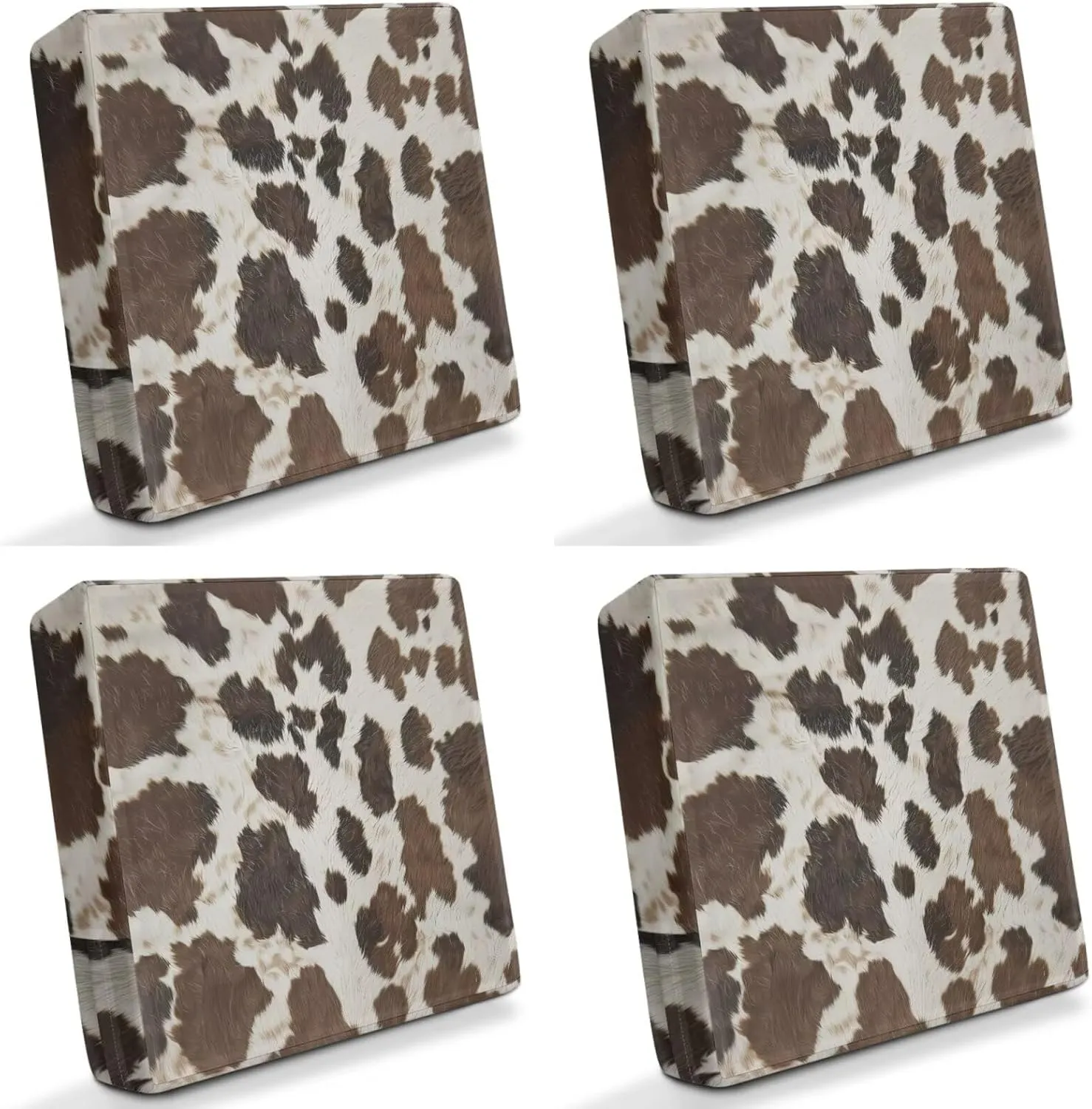 GLENLCWE Brown Cowhide Print Outdoor Chair Cushions for Patio Furniture, Waterproof Outdoor Seat Cushions Set of 4, Chair Cushions Slipcover Protectors