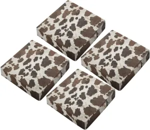 GLENLCWE Brown Cowhide Print Outdoor Chair Cushions for Patio Furniture, Waterproof Outdoor Seat Cushions Set of 4, Chair Cushions Slipcover Protectors