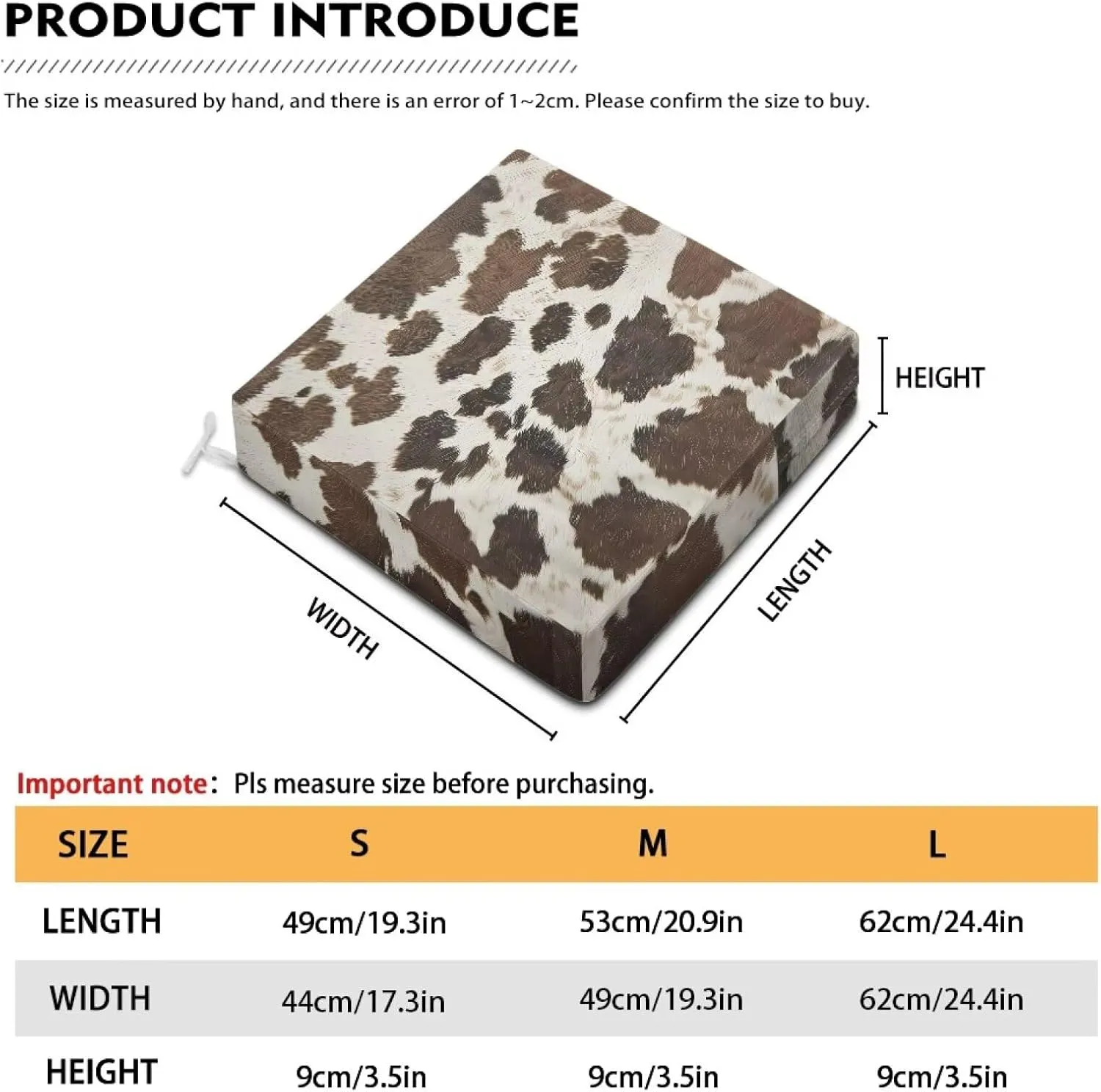 GLENLCWE Brown Cowhide Print Outdoor Chair Cushions for Patio Furniture, Waterproof Outdoor Seat Cushions Set of 4, Chair Cushions Slipcover Protectors