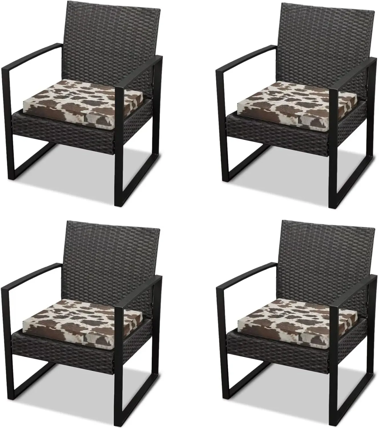 GLENLCWE Brown Cowhide Print Outdoor Chair Cushions for Patio Furniture, Waterproof Outdoor Seat Cushions Set of 4, Chair Cushions Slipcover Protectors