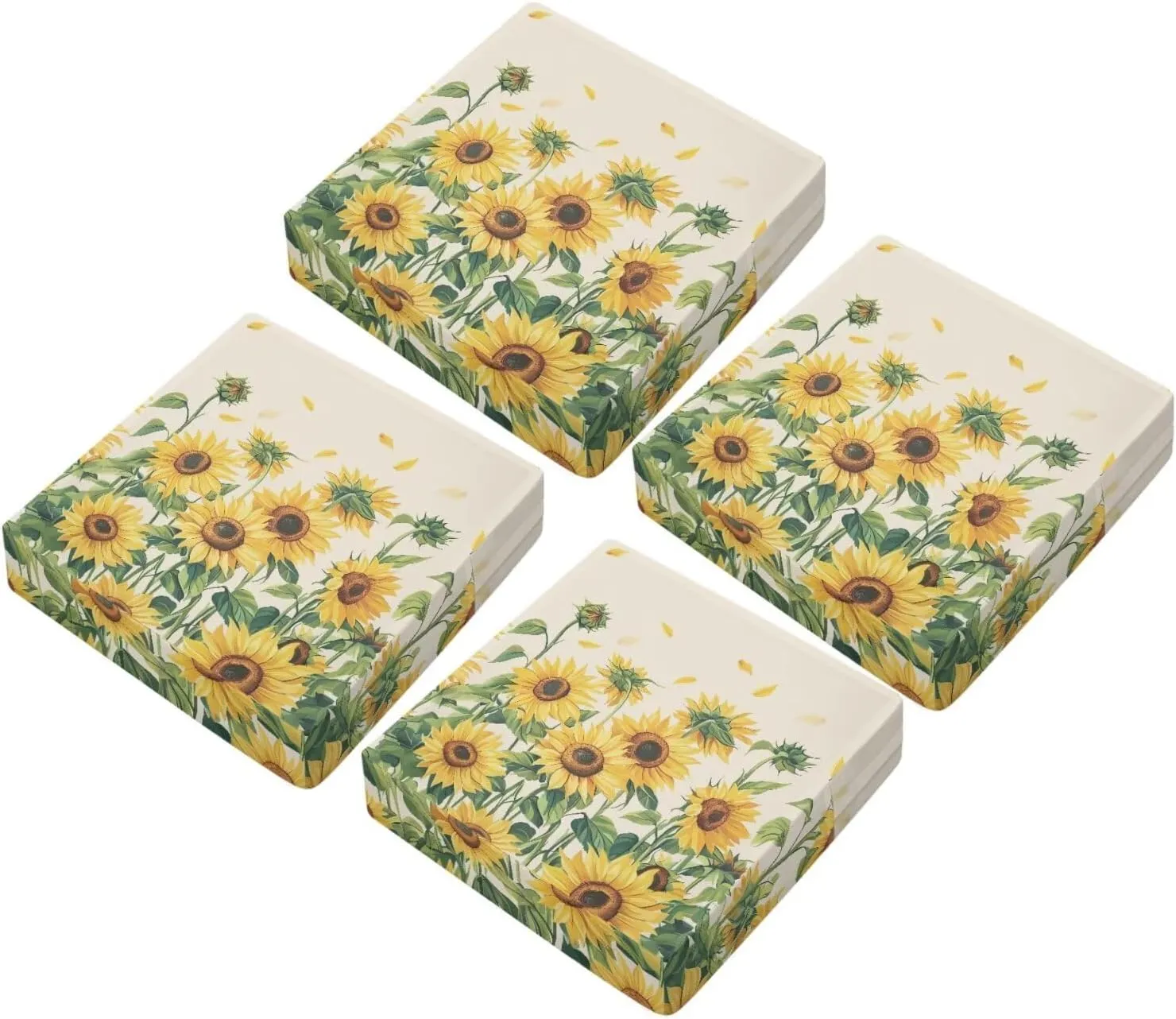 GLENLCWE Sofa Cushion Cover Outdoor Cushion Slipcovers Field Sunflower Replacement Patio Furniture Couch Slipcover Protectors, Chair Seat Cover, 4 Pcs