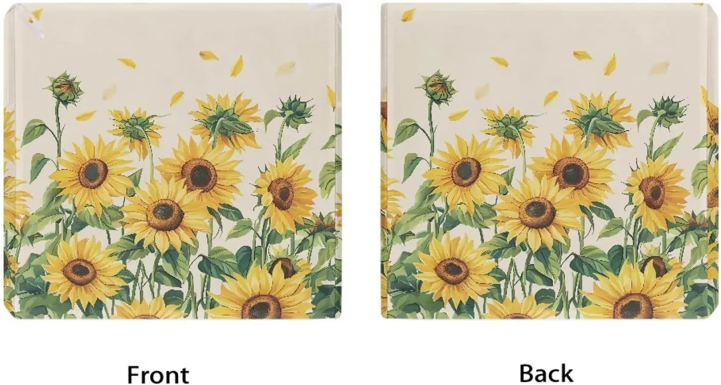 GLENLCWE Sofa Cushion Cover Outdoor Cushion Slipcovers Field Sunflower Replacement Patio Furniture Couch Slipcover Protectors, Chair Seat Cover, 4 Pcs