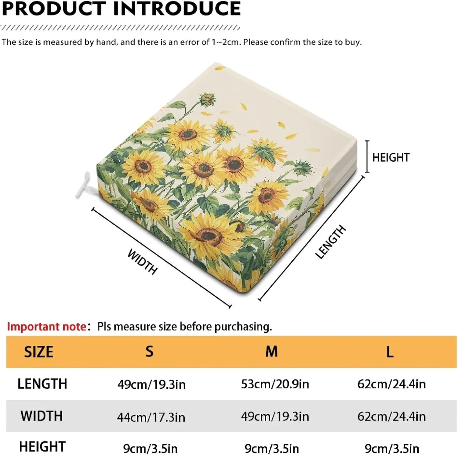 GLENLCWE Sofa Cushion Cover Outdoor Cushion Slipcovers Field Sunflower Replacement Patio Furniture Couch Slipcover Protectors, Chair Seat Cover, 4 Pcs