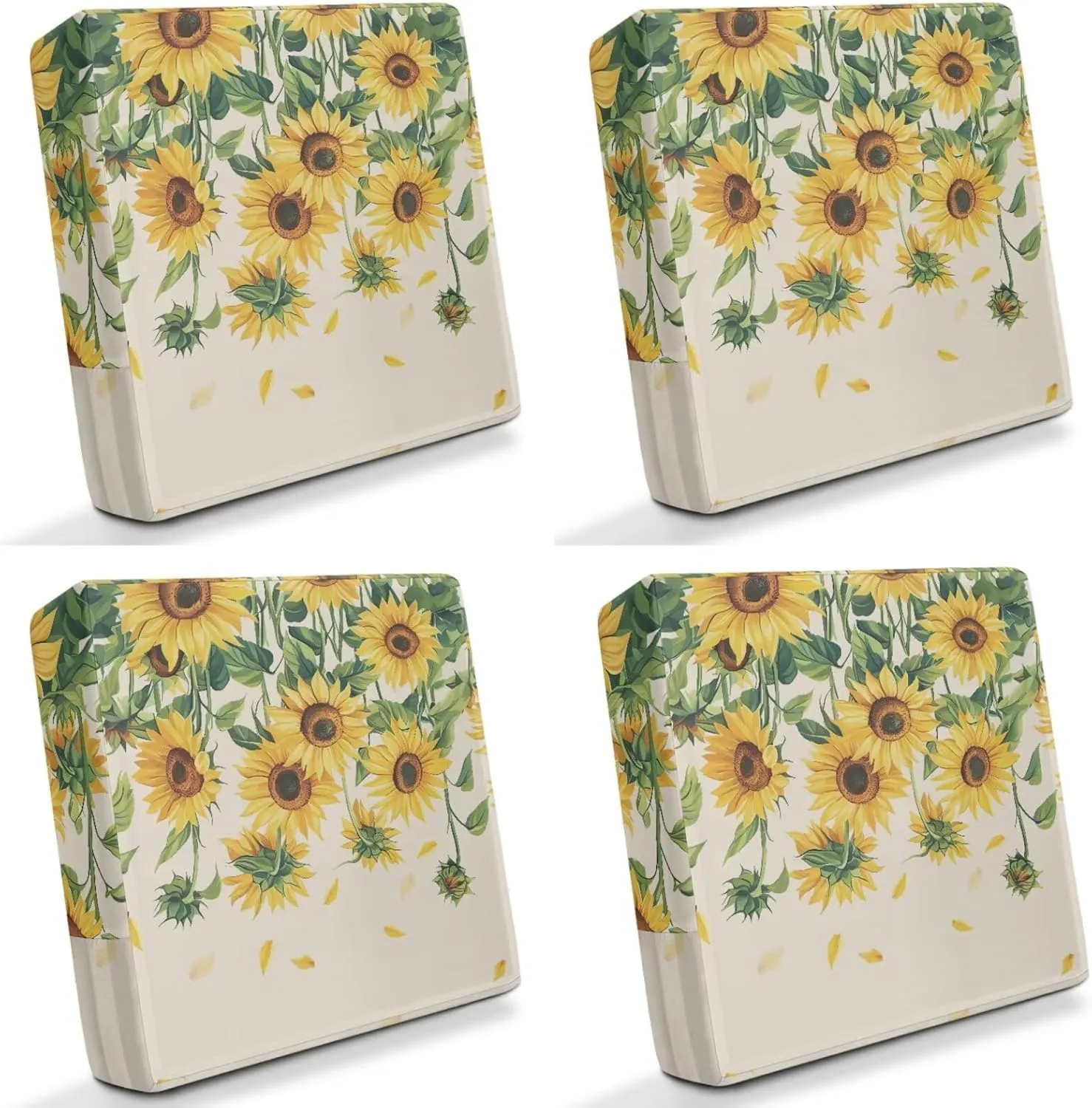 GLENLCWE Sofa Cushion Cover Outdoor Cushion Slipcovers Field Sunflower Replacement Patio Furniture Couch Slipcover Protectors, Chair Seat Cover, 4 Pcs