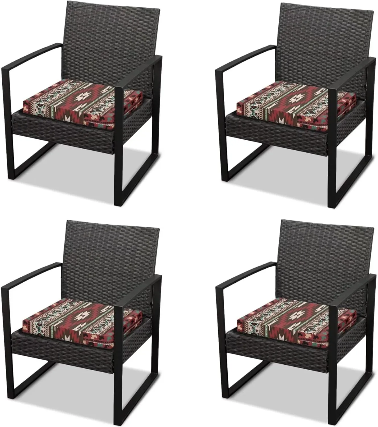 GLENLCWE Sofa Cushion Cover Outdoor Cushion Slipcovers Geometry Native Pattern Replacement Patio Furniture Couch Slipcover Protectors, Chair Seat Cover, 4 Pcs