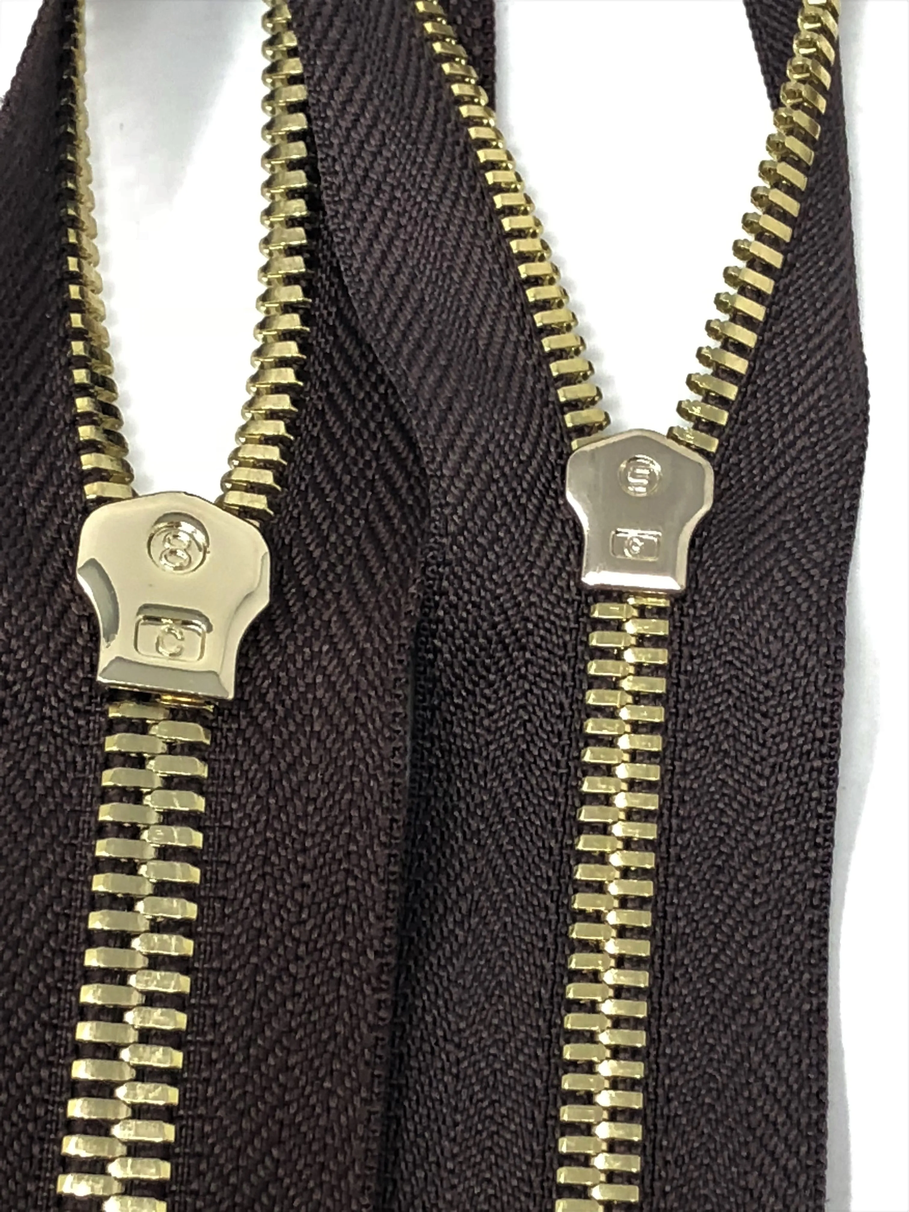 Glossy brand Brown Two-Way Backpack or Luggage Zipper 5MM or 8MM Brass Teeth Closed