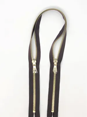 Glossy brand Brown Two-Way Backpack or Luggage Zipper 5MM or 8MM Brass Teeth Closed