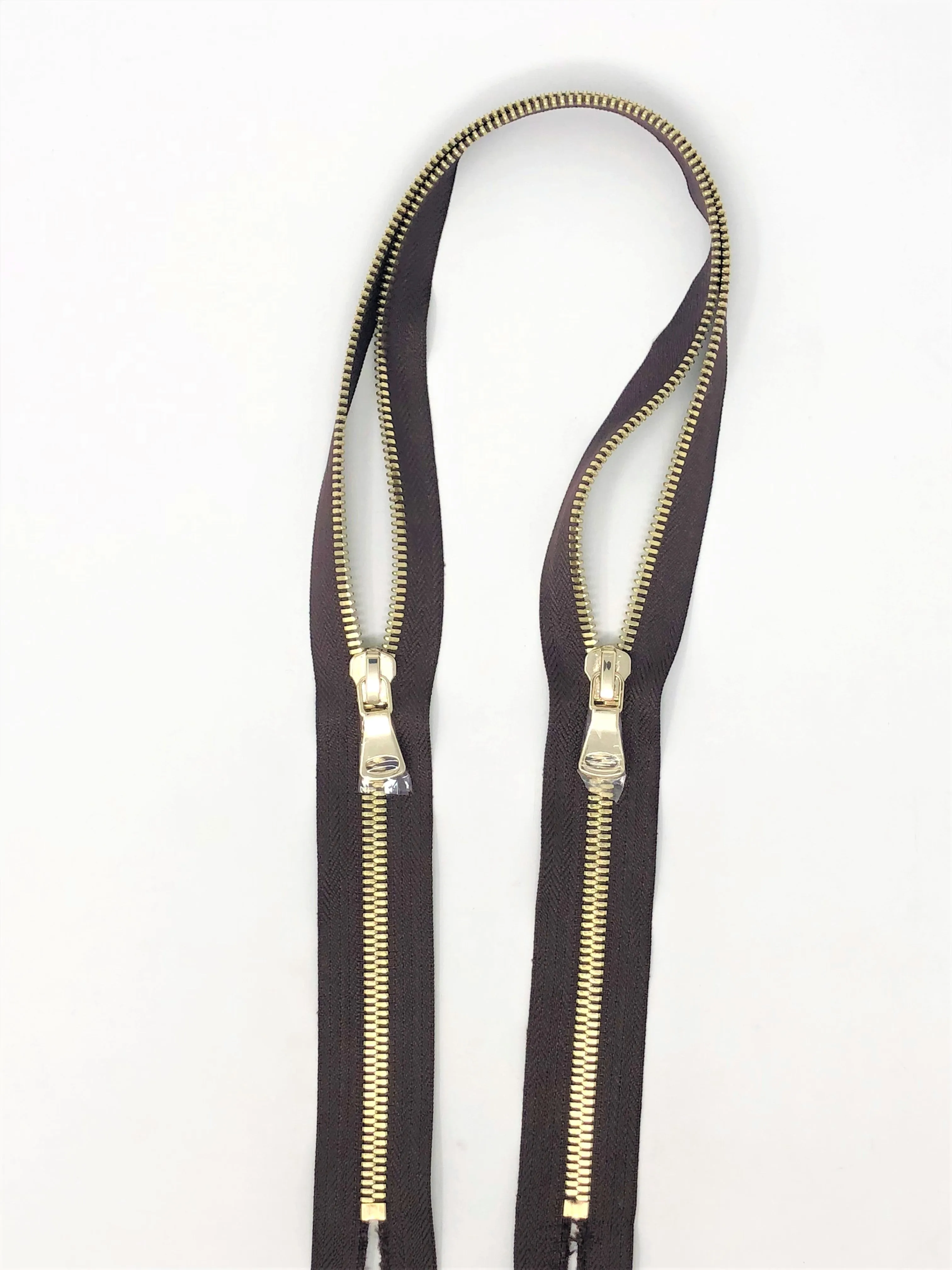 Glossy brand Brown Two-Way Backpack or Luggage Zipper 5MM or 8MM Brass Teeth Closed
