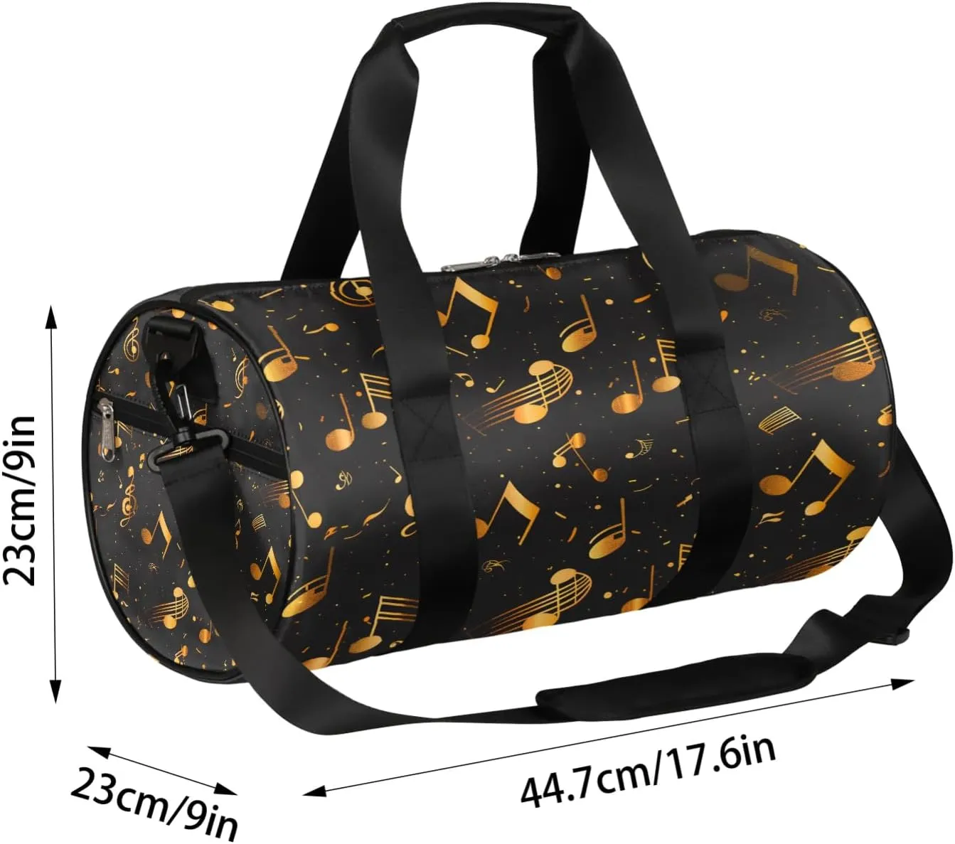 Gold Music Notes Travel Duffle Bag Gym Bag for Women Men Lightweight Carry on Duffel Bag for Sports Gyms Weekend Getaway