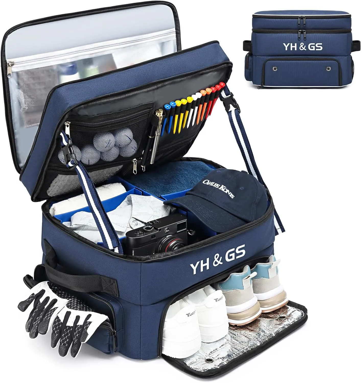 Golf Trunk Organizer, 3 Layer Golf Accessories for Men, 2 Pair Shoes Separate Ventilated Compartment Golf Organizer for Car, Balls, Clothes, Gloves, Accessories Golf Gifts