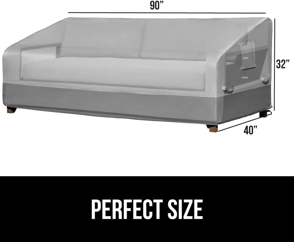 GORILLA GRIP Waterproof Large Outdoor Sofa Cover, 90 Inch, Adjustable Furniture Cover Sets for Winter, Keep Cushions Dry, Protects from Sun, Snow, Rain, Windproof, UV Coated, 1 Pack